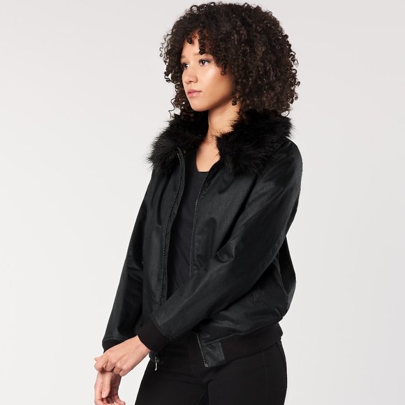 Ladies' Fur Bomber Nightwatch Black (LFB) - Picture 1 of 5